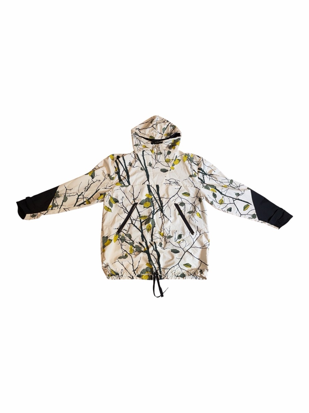 New Balance Cream Floral-Print Wind Breaker Jacket with Black Sleeve Panels - Picture 3 of 8